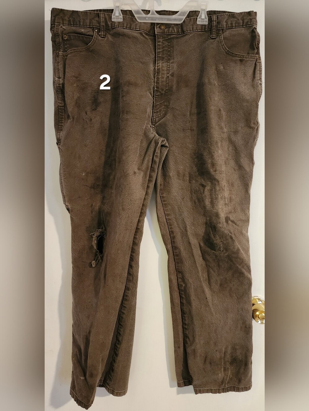 42x32 Dickies Duck Carpenter Pants Brown Workwear Relaxed Fit